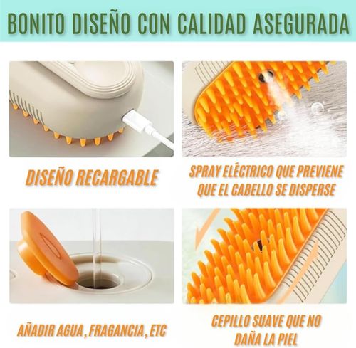 Cat Steam Brush, 3 in 1 Dog Brush, Cleaning, Massaging and Brushing, Self-Cleaning and Electric Grooming Comb for Long or Short Hair Pets