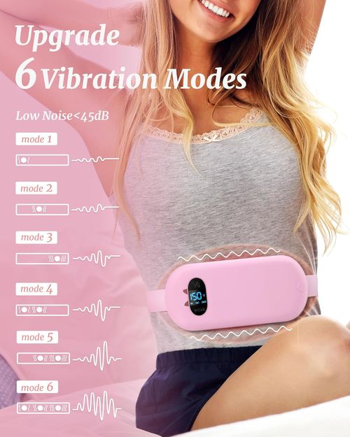Portable Period Heating Belt | Cramp Relief Warm Uterus Vibration Massager Rechargeable Heating Waist Wrap | 3 Level Heat & Massage For Menstrual Pain Cordless Warm Waist Belt | Fast Heat Abdomen & Back Comfort Pad