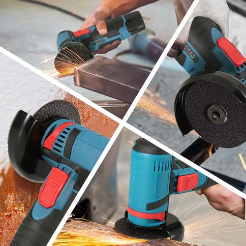 LIROPAU 12V Cordless Angle Grinder with 2 x 1500 mAh Batteries, 2 x Cutting Discs, 1 x Small Wrench and Charger, for Grinding, Cutting, Polishing