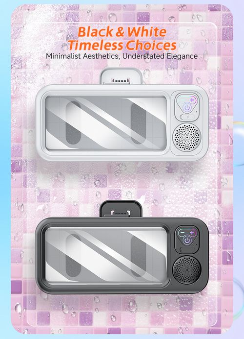 Waterproof Bathroom Bluetooth Speaker | Wall Mount Phone Holder Touch Screen Shower Speaker 2 In 1 Shower Phone Stand & Bluetooth Speaker | IPX Waterproof For Bathroom Kitchen Portable Wall Mount Waterproof Speaker | Hands Free Music & Video Viewing For Shower