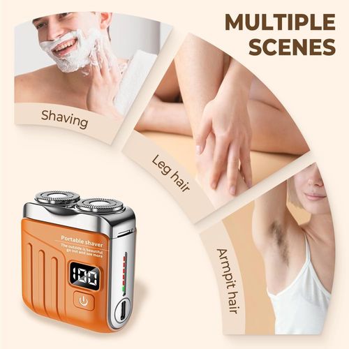 Portable Mini Electric Shaver | Waterproof Rechargeable Men Razor Upgrade Dual Blade Electric Shaver | Fast Clean Beard Trimmer For Men Digital Display Cordless Shaver | Long Lasting Travel Pocket Razor