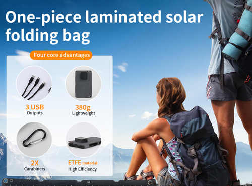 10W ETFE Foldable Solar Panel Charger | IP65 Waterproof Portable Outdoor Power Station | Fast 3 USB Phone Charger | For Camping Hiking Travel | Kenya Free Delivery