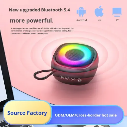 Portable Bluetooth Speaker with RGB Light, Wireless Mini Speaker Waterproof Bass Sound for Outdoor Indoor Use, Rechargeable Small Speaker