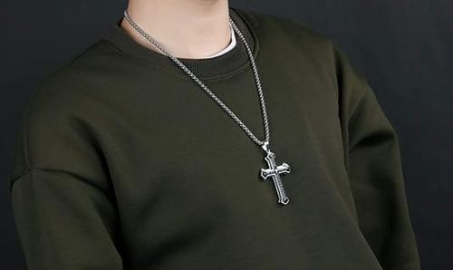 🎁 Cool Stacked Cross Necklace Ideal Mens Gift.
