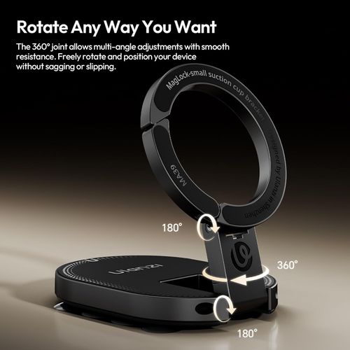 ULANZI MA39 3-in-1 Suction Magnetic Phone Holder for MagSafe, 360° Rotatable Phone Tripod Mount with Carabiner Clip, Compatible with for iPhone 17-12, Ideal for Car Dashboard, Gym, Kitchen, Office