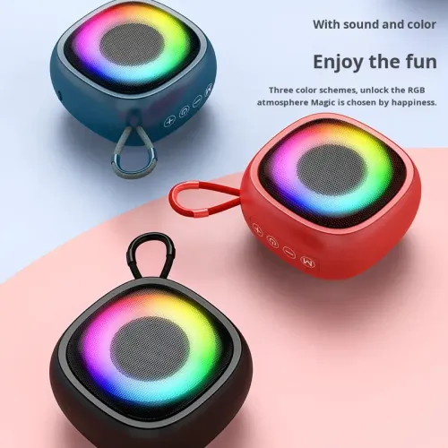 Portable Bluetooth Speaker with RGB Light, Wireless Mini Speaker Waterproof Bass Sound for Outdoor Indoor Use, Rechargeable Small Speaker