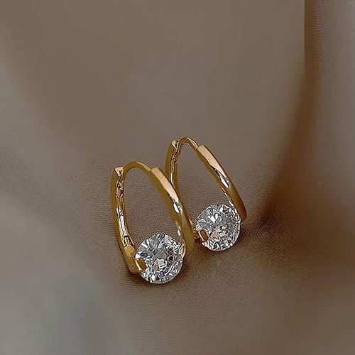 Gold Plated Earrings Trendy, Small Earrings Hoop Earrings No Gemstone Irregular Geometry Solitaire Valentines Day Gift for Women