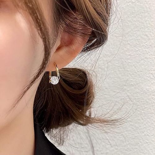 Gold Plated Earrings Trendy, Small Earrings Hoop Earrings No Gemstone Irregular Geometry Solitaire Valentines Day Gift for Women