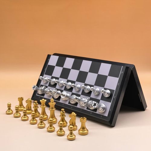 🎁 Gold Silver Magnetic Chess Foldable Board Perfect Gift For All Ages