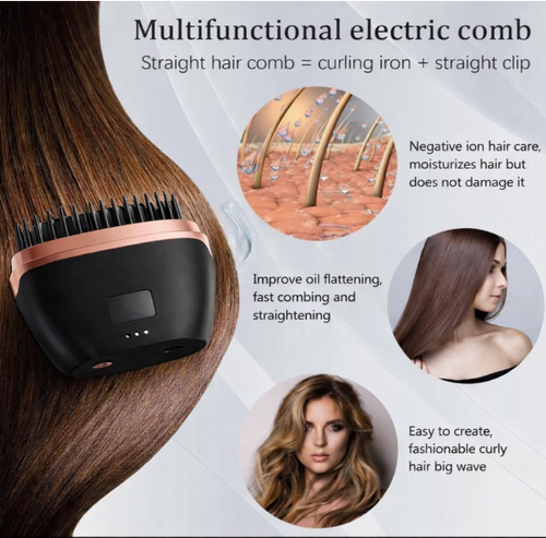 CBEX Mini Hair Straightener Brush, Pocket Size Cordless Heat Comb, 3 Temperature Adjustment 140–180°C, Negative Ion Technology, Safe Anti-Burn Design