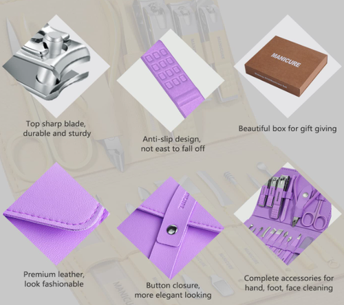 Manicure Set, Nail Clippers, Pedicure Kit, 16 in 1 Professional Grooming Kit Stainless Steel, Nail Toenail Scissors Tools with Luxurious Leather Travel Case for Men and Women Upgraded Version