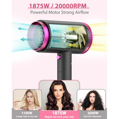 2000W Foldable Hair Dryer with Diffuser & Concentrator, Ionic Fast Drying for African Hair