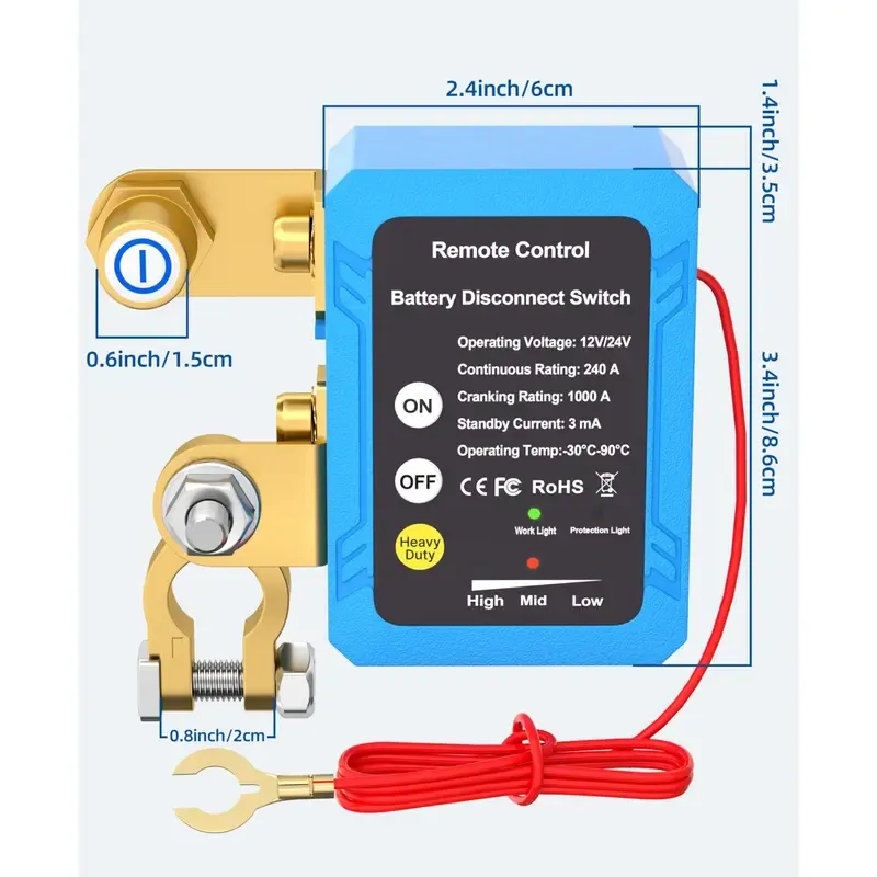 Wireless Remote Car Battery Disconnect Switch With Full Installation Kit 12V Car Battery Isolator Switch Anti Leakage Power Cut Off With Tools Heavy Duty Remote Battery Master Kill Switch Full Accessory Set