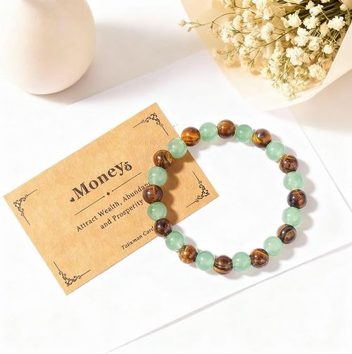 Money Wealth Success Bracelet Pure natural stone Green AventurineTiger Eye Attract Wealth Crystal Bracelet Prosperity Money Bracelet