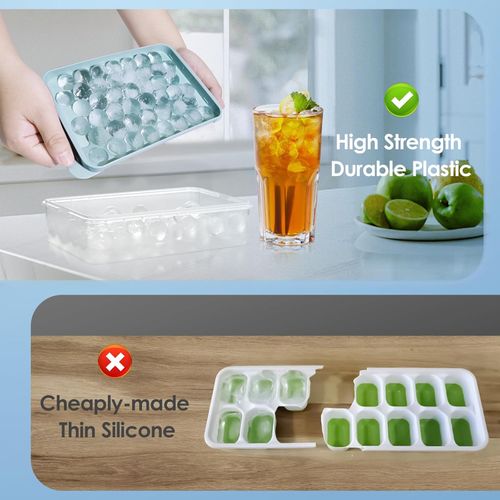 Ice Cube Tray,  Round Ice Cube Molds  Tiny Pebble balls, Crushed Ice Trays for Freezer with Lid, Easy Release Nugget Ice Ball Maker for Chilling Drink, Coffee, and Juice