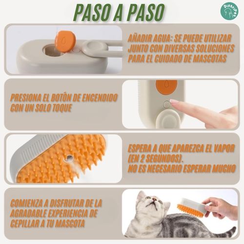 Cat Steam Brush, 3 in 1 Dog Brush, Cleaning, Massaging and Brushing, Self-Cleaning and Electric Grooming Comb for Long or Short Hair Pets