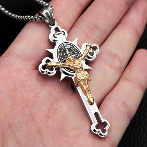 💎Stylish Stainless Steel Cross Hip‑Hop Neck Chain