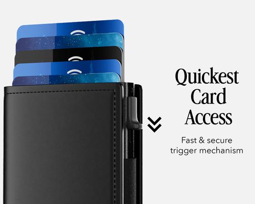 TITAN X Trifold Wallet | Minimalist Slim Metal Leather anti RFID Wallet | Front Pocket Minimalist Wallet For Men, Gift Boxed (Black Leather)