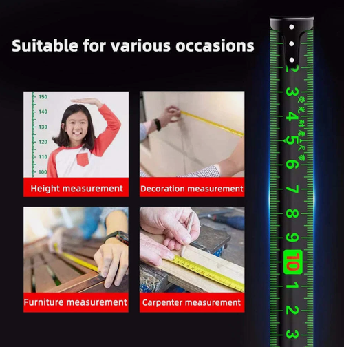 5 Metric Measuring Tape Self Locking Fluorescent Steel Tape Measure High