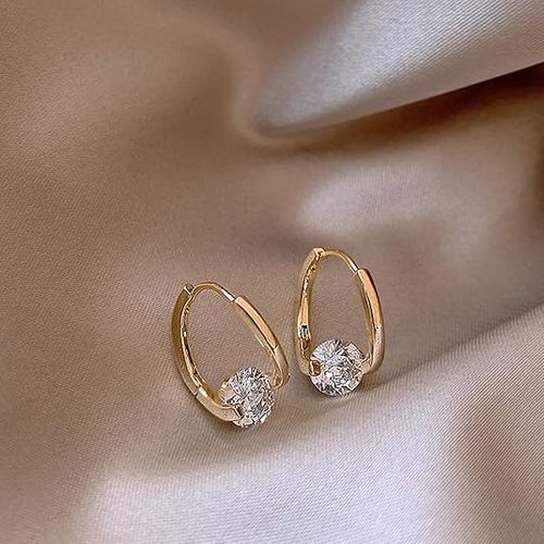 Gold Plated Earrings Trendy, Small Earrings Hoop Earrings No Gemstone Irregular Geometry Solitaire Valentines Day Gift for Women