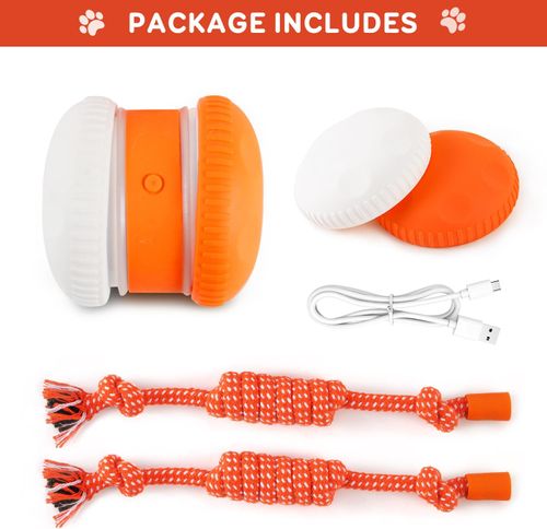 Interactive Dog Ball, Random Path Electric Automatic Moving and Rolling Dog Toy with Rope for Small Medium Large Dogs, Motion-Activated Dog Stimulation Toy for Boredom Relief