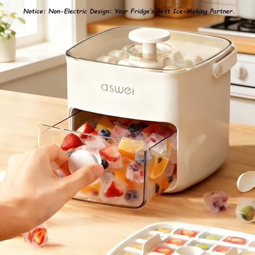 ❄️Press-Type Ice Cube Tray, Quick & Easy Release 🧊Portable Ice Maker Box with Handle, 48 Grids