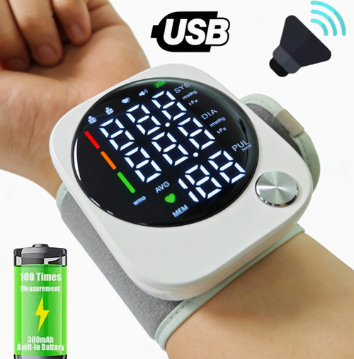 Portable Digital Wrist Blood Pressure Monitor – USB Charging, Large LED Screen, One-Click Health Check For All Family
