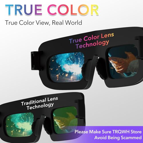 TRQWH Welding Glasses Auto Darkening Safety Goggles Solar True Color Welder Glasses Eyes Protective PC Lens Welder Mask Welding Helmet for TIG MIG ARC Weld Plasma Cut Grinding