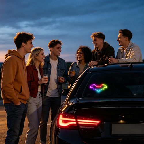 🦇 Solar Bat Car Light | Color Breathing Heartbeat Window Decor Lamp