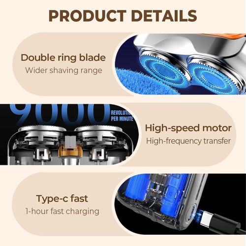Portable Mini Electric Shaver | Waterproof Rechargeable Men Razor Upgrade Dual Blade Electric Shaver | Fast Clean Beard Trimmer For Men Digital Display Cordless Shaver | Long Lasting Travel Pocket Razor