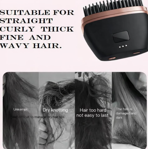 CBEX Mini Hair Straightener Brush, Pocket Size Cordless Heat Comb, 3 Temperature Adjustment 140–180°C, Negative Ion Technology, Safe Anti-Burn Design