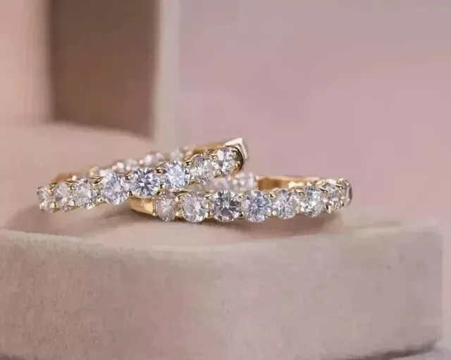 2Ct Round Cut Lab-Created Diamond Huggie Hoop Earrings 14K Yellow Gold Plated