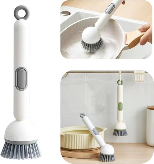 🧼 Rotating Soap Dispensing Dish Brush | Non-Stick | No Scratch ✨