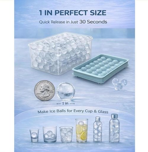 Ice Cube Tray,  Round Ice Cube Molds  Tiny Pebble balls, Crushed Ice Trays for Freezer with Lid, Easy Release Nugget Ice Ball Maker for Chilling Drink, Coffee, and Juice