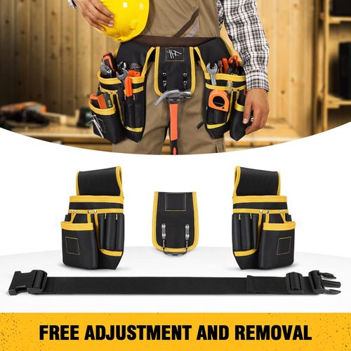 Magnetic Tool Belt for Men, 26 Pockets Heavy Duty Tool Pouch, Magnet Holster Nail Utility Toolbelt Detachable Adjustable Waist Holder for Handyman Contractor Mechanic Plumber Roofer Carpentry Dad Gift
