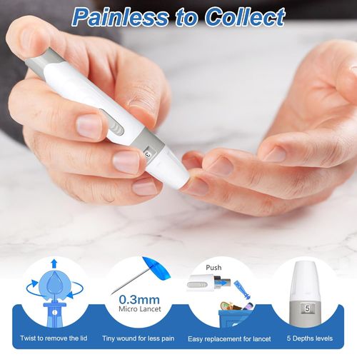 Glucose Monitor Kit, High Accuracy Blood Sugar Testing Kit with 50 Glucometer Strips or 50 Lancets, Larger-Screen Glucose Monitor with Lancing Devices, No Coding, Portable for Home or Travel