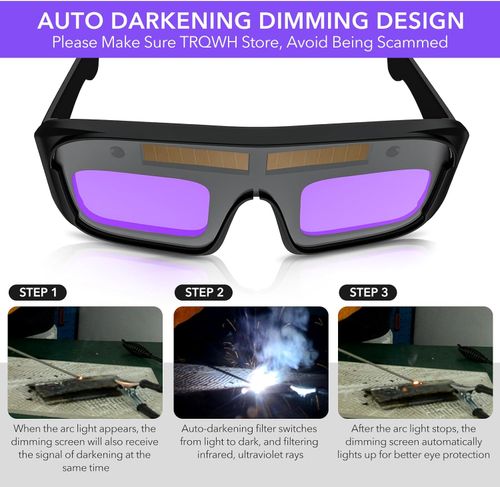 TRQWH Welding Glasses Auto Darkening Safety Goggles Solar True Color Welder Glasses Eyes Protective PC Lens Welder Mask Welding Helmet for TIG MIG ARC Weld Plasma Cut Grinding