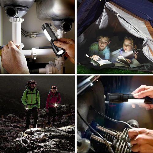 🔦USB Rechargeable LED Flashlight With Side COB Light For Kenya Daily Use