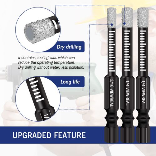 💎4Pcs Diamond Dry Drill Bits for Tile & Marble Drilling!