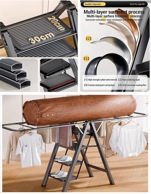 🪜 2-in-1 Step Ladder Clothes Drying Rack, Foldable Multi-Purpose Home Organizer