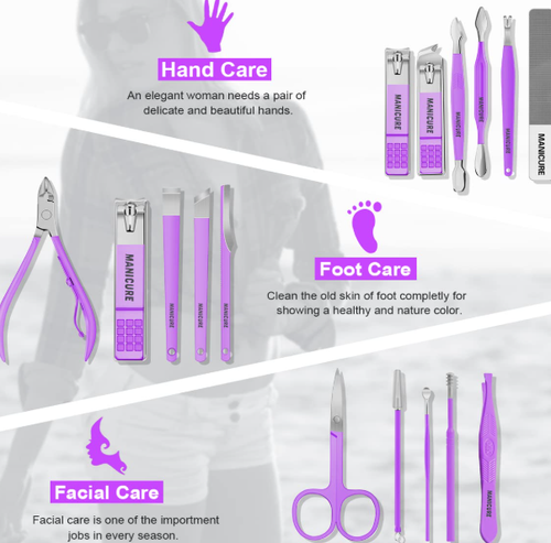 Manicure Set, Nail Clippers, Pedicure Kit, 16 in 1 Professional Grooming Kit Stainless Steel, Nail Toenail Scissors Tools with Luxurious Leather Travel Case for Men and Women Upgraded Version