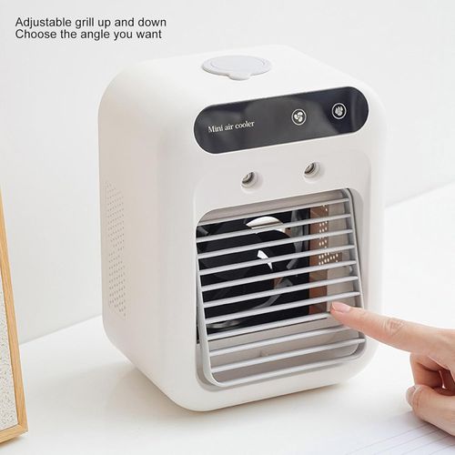 🔥 Portable Mini Air Cooler with Ice Tray & Detachable Handle | USB Rechargeable 2-Speed Desktop Cooling Fan - Humidifying, Dual Power for Home, Office & Outdoor Use (English Version)