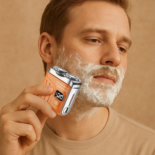 Portable Mini Electric Shaver | Waterproof Rechargeable Men Razor Upgrade Dual Blade Electric Shaver | Fast Clean Beard Trimmer For Men Digital Display Cordless Shaver | Long Lasting Travel Pocket Razor