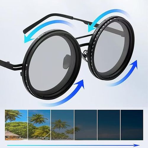 Adjustable Tint Sunglasses, 1-9 Gears Rounded Polarized Glasses with Filter Lenses, for Men Beach Shady Fishing Driving