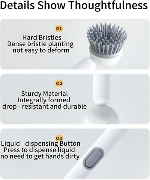 🧼 Rotating Soap Dispensing Dish Brush | Non-Stick | No Scratch ✨