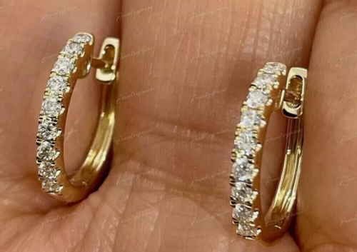 2Ct Round Cut Lab-Created Diamond Huggie Hoop Earrings 14K Yellow Gold Plated