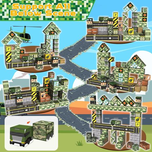 Annexfun Magnetic Blocks-100PCS Military Building Blocks Set, Kids Classroom Sensory Toy for Toddlers STEM Learning, Construction Stacking Toy for Kids 3+ Boys and Girls Christmas Birthday Gifts Toys