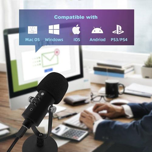 Professional USB Condenser Microphone | Gaming Streaming Recording Noise Reduction Mic Plug & Play Studio USB Mic | For PC Gaming, Podcast, Live Streaming & Voice Recording Premium Noise Cancelling Desktop Microphone | All-In-One Kit For Gamers & Content Creators