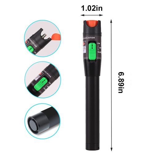 🔴 30MW Metal VFL Visual Fault Locator with FC-LC Adapter 📶 30KM Fiber Optic Red Light Pen For All SC FC LC Cables