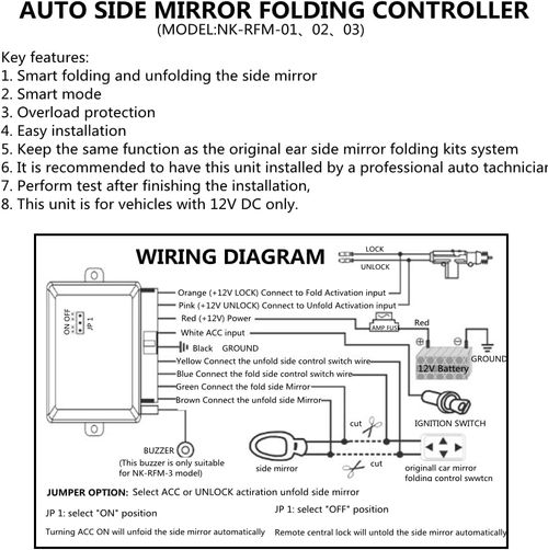 🚗 Universal Car Side Mirror Folding System, Auto Fold & Unfold Rearview Mirror.